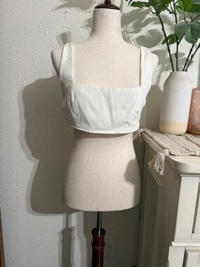 Princess Polly Cream Square-Neck Crop Tank